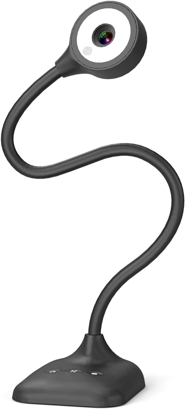 Pakotoo PA-800 document camera with a flexible gooseneck arm and a round LED ring around the lens
